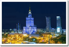 Poszterek keretben 60x40 Varsó éjszaka Palota