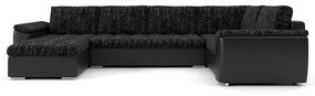 VEGAS 315/195 U alakú kinyitható kanapé Fekete / fekete ökobőr Jobb