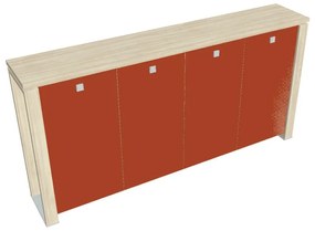 Verno+ S közepes gardrób 260 x 46 x 130 cm, üvegajtó, akác / narancs