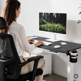 Elektromos, állítható magasságú, ergonomikus, fehér-antracit íróasztal,1200x600 mm: ARIA