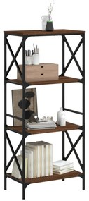 4 szintes barna tölgy színű szerelt fa könyvespolc 59x35x132 cm