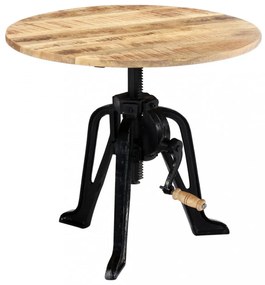tömör mangófa és öntöttvas kisasztal 60 x (46-63) cm