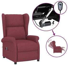 bordó szövet magas háttámlájú elektromos dönthető fotel