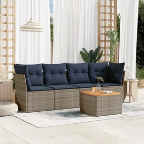 5 rĂ©szes szĂŒrke polyrattan kerti ĂŒlĆgarnitĂșra pĂĄrnĂĄval