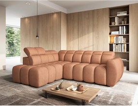 Lazacszínű buklé kinyitható-tárolóhelyes sarokkanapé (bal oldali-L alakú) Falconn – ELTAP