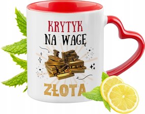 Piros bögre szív alakú füllel Kritikusoknak Ajándék