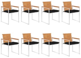 vidaXL 8 db tömör akácfa kerti szék párnákkal