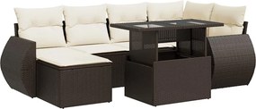 vidaXL 7 részes barna polyrattan kerti ülőgarnitúra párnákkal