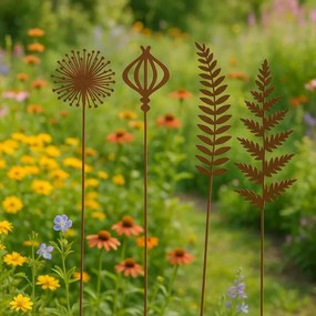 Páfrányleveles lézervágott leszúrható kerti dekoráció, 37 cm, C