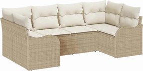 vidaXL Kerti Kanapé Szett párnával 6 pcs Bézs Poli rattan