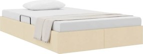 vidaXL Tárolós Ágy fejtámlával tárolóval Krém 120 x 200 cm szövet