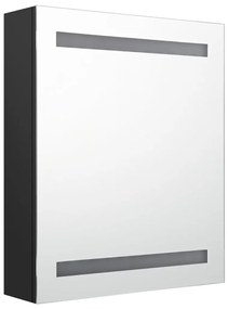 fekete LED-es tükrös fürdőszobaszekrény 50 x 14 x 60 cm