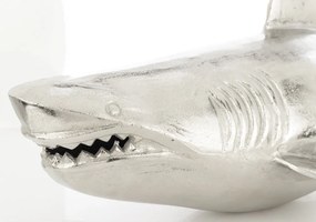 Loyd design ezüstszín falra rögzíthető fém balra úszó cápa faldekoráció 33x103x27cm