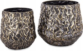 Virágtartó szett Virágtartó fedél szett 2 db-os fém arany-fekete