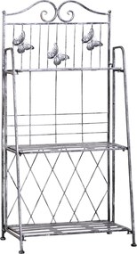 Outsunny 3-Tier Összecsukható Virágtartó Kültéri Használatra Erkély, Terasz vagy Kert, Fém Virágtartó Létra, Kerti Polc Ezüst Szürke | Aosom