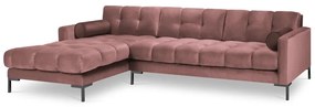 Bali rózsaszín bársony sarokkanapé, bal oldali - Cosmopolitan Design