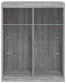szürke sonoma színű tálalószekrény LED-ekkel 81 x 37 x 100 cm