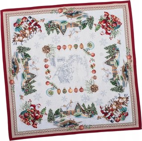 Abrosz asztalterítő 97x100cm Elegáns ünnepi minta, téli város, Mikulás