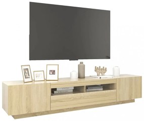 sonoma tölgy színű TV-szekrény LED-lámpákkal 200 x 35 x 40 cm