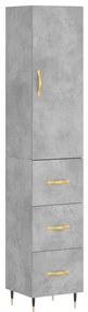 betonszürke szerelt fa magasszekrény 34,5x34x180 cm
