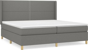 vidaXL sötétszürke szövet rugós ágy matraccal 200 x 200 cm