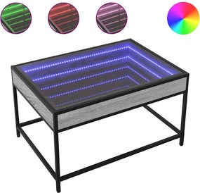 vidaXL szürke sonoma végtelen hatású LED-es dohányzóasztal 70x50x41 cm