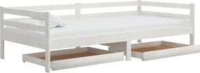 vidaXL fehér tömör fenyőfa dívány fiókokkal 90 x 200 cm