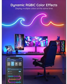 Neon LED szalagfény 5M - Applikációval és távirányítóval - IC-RGB - 7*14MM