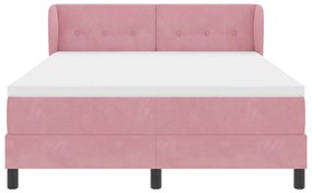 Boxspring Ágy Mattal Rózsaszín 140x200 cm Bársony