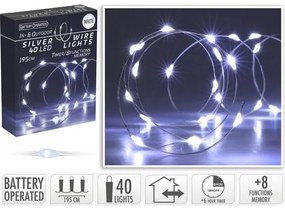 Silver lights fényfüzér időzítővel  40 LED, hideg fehér, 195 cm