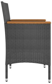 4 részes fekete polyrattan kerti szék- és zsámolyszett
