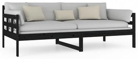 fekete tömör fenyőfa kanapéágy 90 x 190 cm
