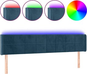 vidaXL sötétkék bársony LED-es fejtámla 183 x 16 x 78/88 cm