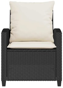 4 részes fekete polyrattan kerti ülőgarnitúra párnákkal