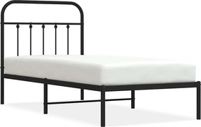 vidaXL fekete fém ágykeret fejtámlával 90 x 190 cm