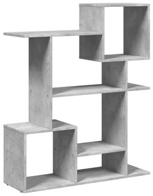 betonszürke szerelt fa elválasztó könyvespolc 92x29x112 cm