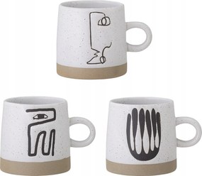 Bloomingville Eliana 3 db-os bögre szett grafikai motívummal Szürke