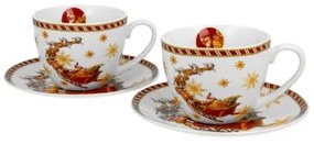 Karácsonyi porcelán csésze két személyes szett díszdobozan Santa on Sleigh