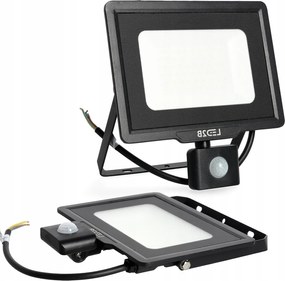 Kültéri Led fényvető 50W 4250lm 4000K Alkonyat mozgásérzékelő Fekete