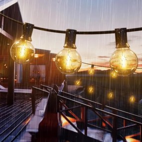 LED Dimmelhető kültéri fényfüzér 25xE12/1W/24/230V 17,5 m IP65 fekete + távirányító