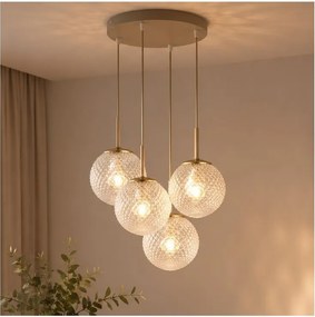 Brilagi - Kábeles csillár STELLA 4xE27/60W/230V bézs/arany