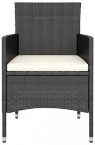 vidaXL 5 részes fekete polyrattan/tömör akácfa kerti étkezőgarnitúra