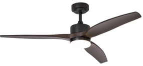 Mennyezeti ventilátor fekete fa mintázattal 132 cm LED-del, fényerőszabályzóval és távirányítóval - Joly