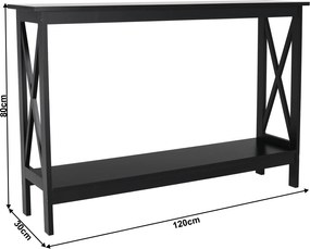 Konzolasztal, fekete, APOLOS