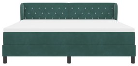 Boxspring Ágy Matraccal Sötétzöld 180x200 cm Bársony