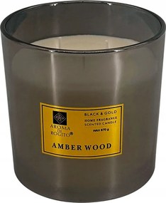 Nagy aromás gyertya Borostyán üvegben, 15x15 cm, borostyánfa illat