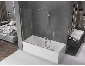 Mexen Velar, 2 szárnyas eltolható kádparaván 160 x 150 cm, 8mm átlátszó üveg, arany fényes profil, 896-160-000-01-50