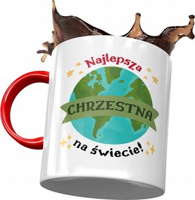 Piros Bögre Keresztanyának Születésnapra Ajándék Nyomtatott Fotóval