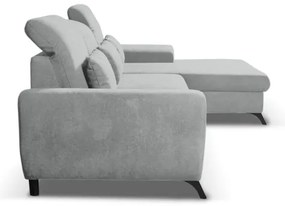 Ággyá nyitható, jobb oldali L-alakú kárpitozott ülőgarnitúra tárolóval ALTA, szürke