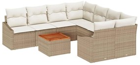 vidaXL Kerti Kanapé Szett párnával 9 pcs Bézs polirattan